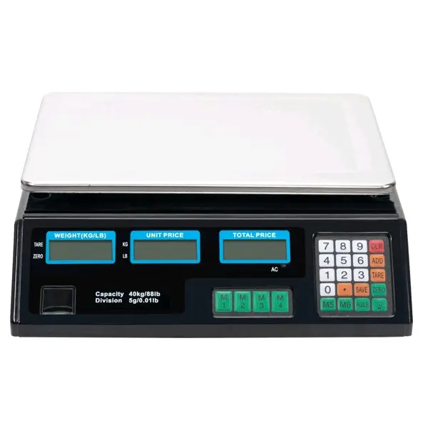ACS-30 40kg/5g Digital Price Computing Scale for Vegetable UK Plug Silver & Black 1