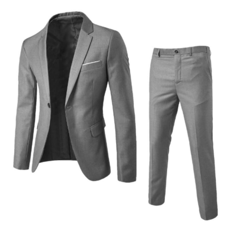 Men's 2-piece suit slim fit business suit jacket casual jacket long pants 7