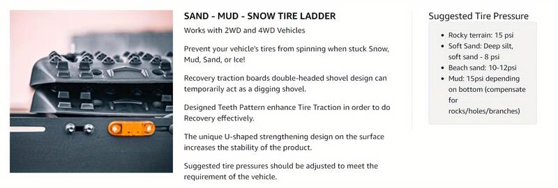Product Introduction of 2pcs 4x4 Traction Boards 10t Recovery Track Off Road Grip Winter Boards Sand(Black) 2