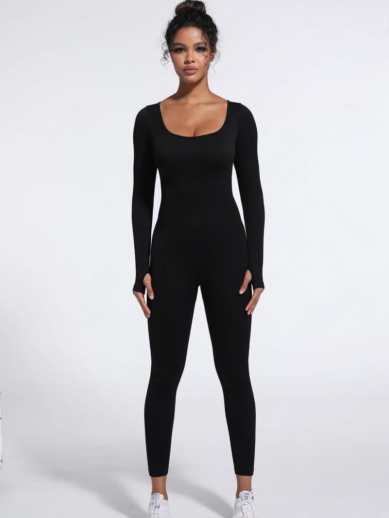 Product Introduction of GetMod jumpsusit for women's  Solid Zipper V Neck  Jumpsuit,Casual Sexy Tight-fitting Long Sleeve Jumpsuit for Spring& Fall.Comfort Womenswear for Lady 11