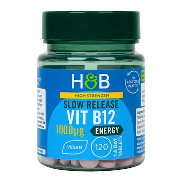 Holland & Barrett High Strength Slow Release Vitamin B12 1000ug 120 Tablets Healthcare Supplement Edible Dietary Fitness Optimum