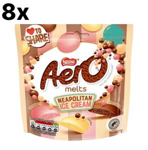 8 x 86g Aero Melts Neapolitan Pouches – Smooth & Creamy Chocolate Melts for Sharing – Best Before 28/02/2025 Dessert Snack
