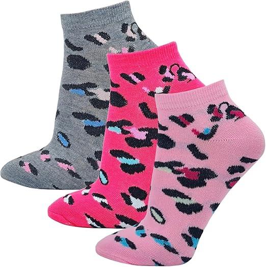 Ladies Trainer Socks 6 Pairs Womens Girls Leopard Design Shoe Liners Adults 4-7 Womenswear 3