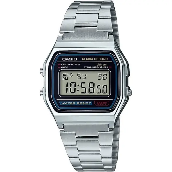 Casio Men's Digital Watch with Stainless Steel Bracelet Watch - A158WA-1DF