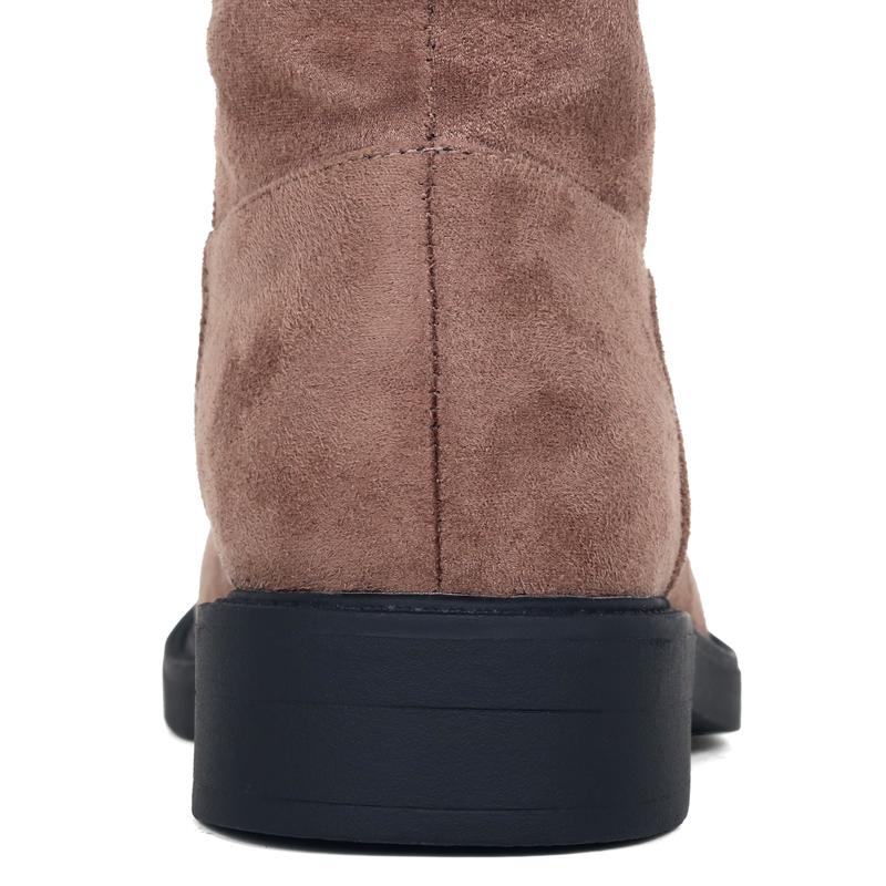 Product Introduction of SHUMOKO Women Chunky Ankle Boots  with Zip Women Knee High Boots Flat with Round Toe Women Full Zip Pull-on Boots with Flat Heel 3CM Women Black Brown Boots on youger trend Girl Walking Shoes Comfort Onyx Footwear Shoe Women Magic Stretch Boots 13