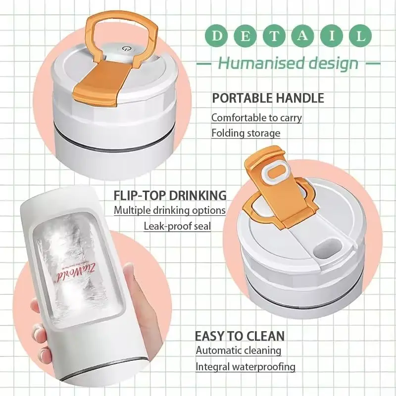 ZiaWorld 600ml Portable Juicer Blender for Juice, Milkshake, Smoothies, Protein Shakes, Portable Cordless Mini Travel Mixer, Rechargeable, Lid & Sip Spout, Blend Ice & Frozen Fruit (BPA Free, White) 7