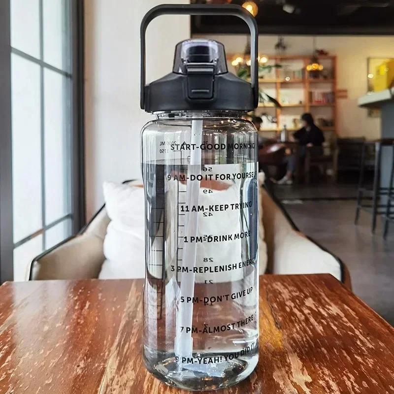 2L Portable Water Bottle Large Capacity Plastic Straw Water Cup Drink Bottle 6
