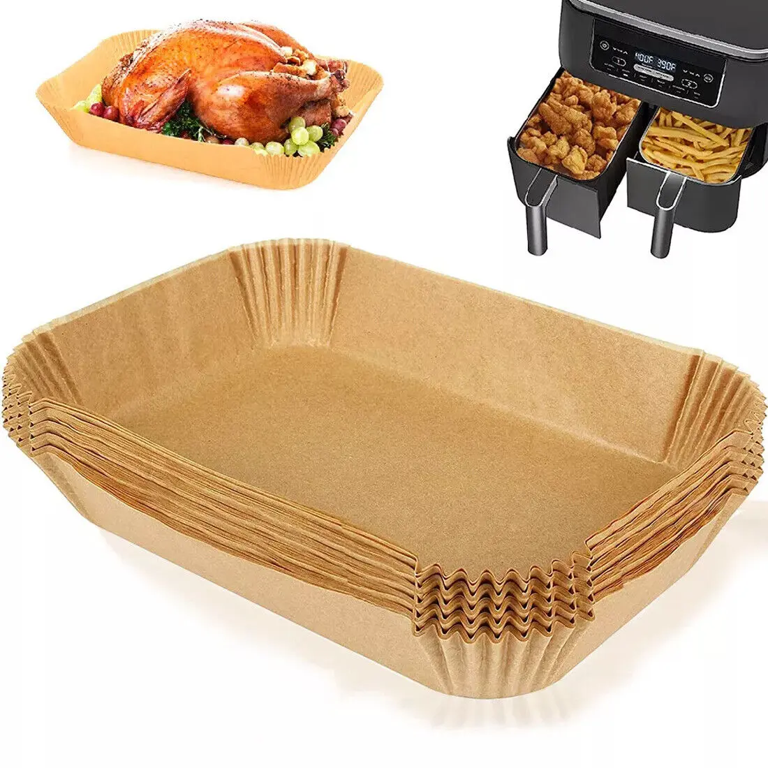 200x Air Fryer Liners Disposable Paper Liners Non Stick Parchment for Ninja Dual