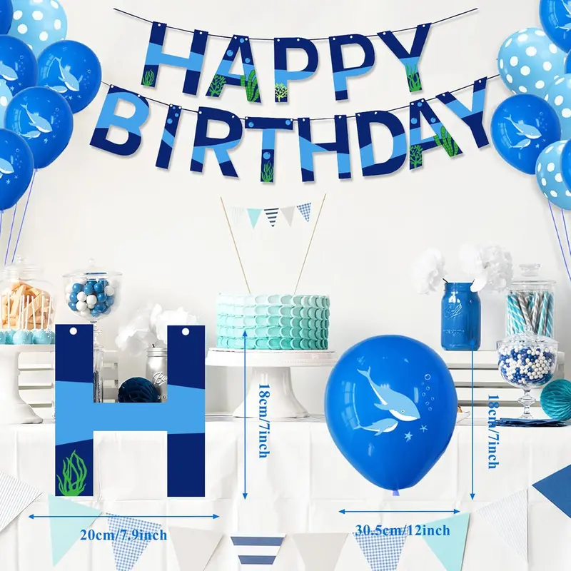 Under The Sea Party Decorations Kit, Party Supplies Ocean Theme 26pcs Balloons Banner set, Blue Marine Animal Dolphin Octopus Clown Fish Foil Balloons For 1st 2nd Boys Girls Kids Birthday 4