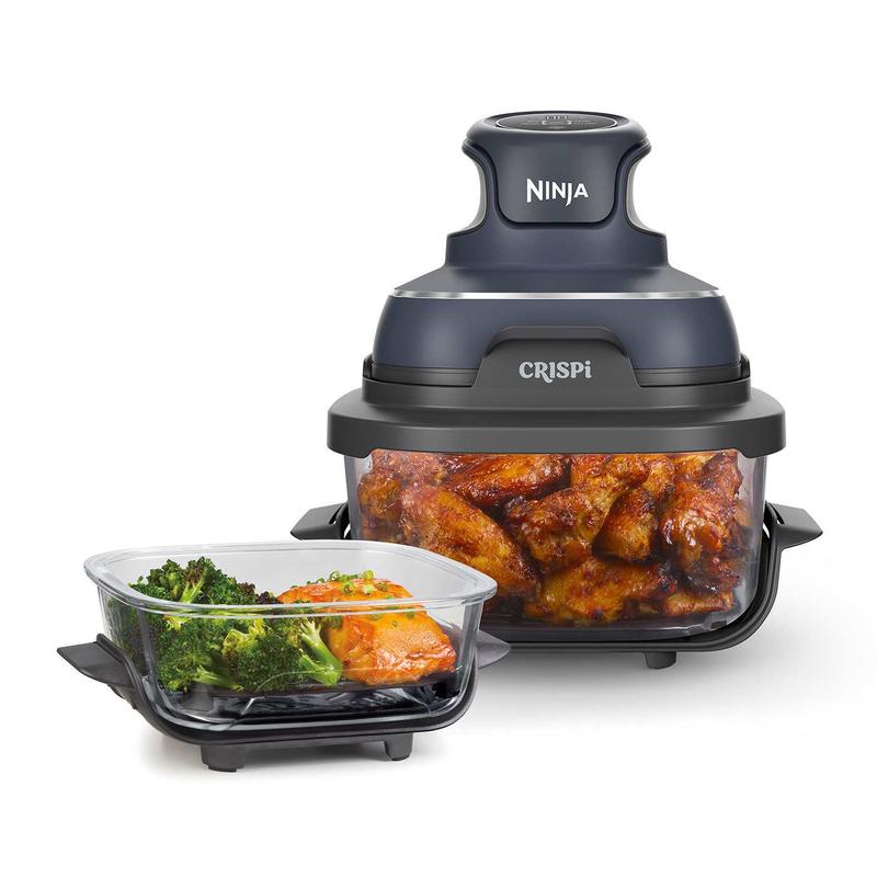Ninja CRISPi Portable Air Fryer, 3.8L, 4-in-1: Air Fry, Roast, Keep Warm, Recrisp, Space Saving Compact Design, 6 Portions, 2x Removable Glass Containers & Lids, 1700W, 0