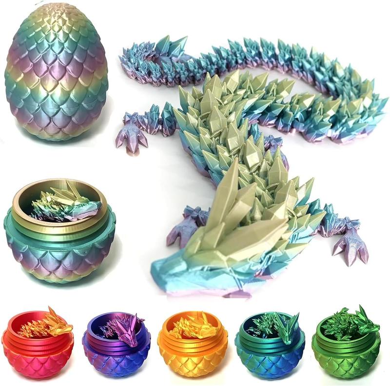 3D Printed Dragon in Egg, Full Articulated Dragon Crystal Dragon with Dragon Egg, Flexible Joints Home Décor Executive Desk Toys, Home Office Decorative Decor Ornaments Decoration 1