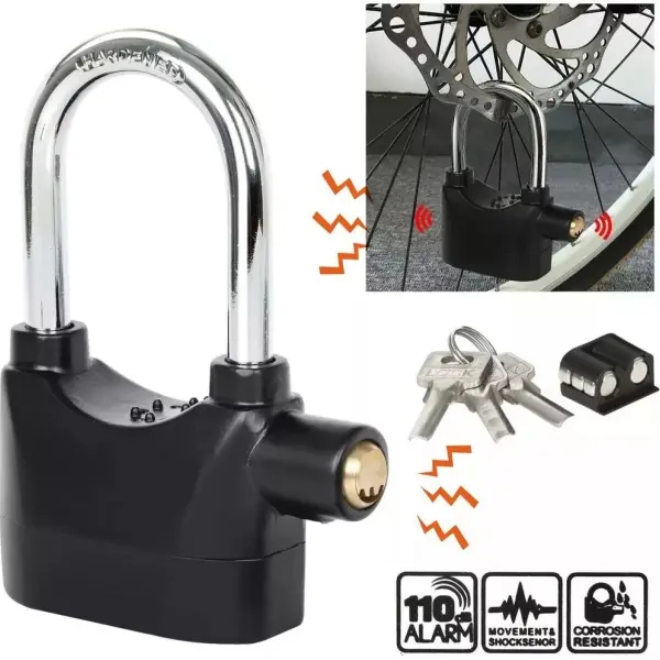 SLICK LINC Alarmed Padlock, 110db Shed Garage New Alarmed Heavy Duty Wireless Siren Lock for Bike Motor Bike Strong Durable Long Lasting Security Anti-theft Weatherproof