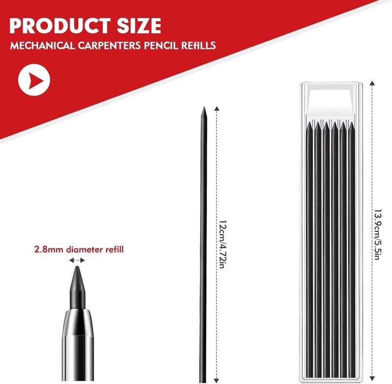 Product Introduction of 36Pcs Pencil Refills for Carpenter Pencils, 2.8mm Solid Refills Compatible with Tracer/Pica Pencils, Long Head Deep Hole Marker Pencil Lead Refills for... marker  refills 3
