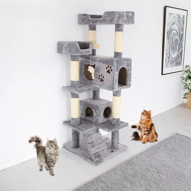 Lush Tree Heavy Duty for Large Cats for Multiple Cats Big Cats Scratching Post Strong Climbing Frame Heavy and Stable Extra Thick Scratching H 142 x W 59 x D 56 0