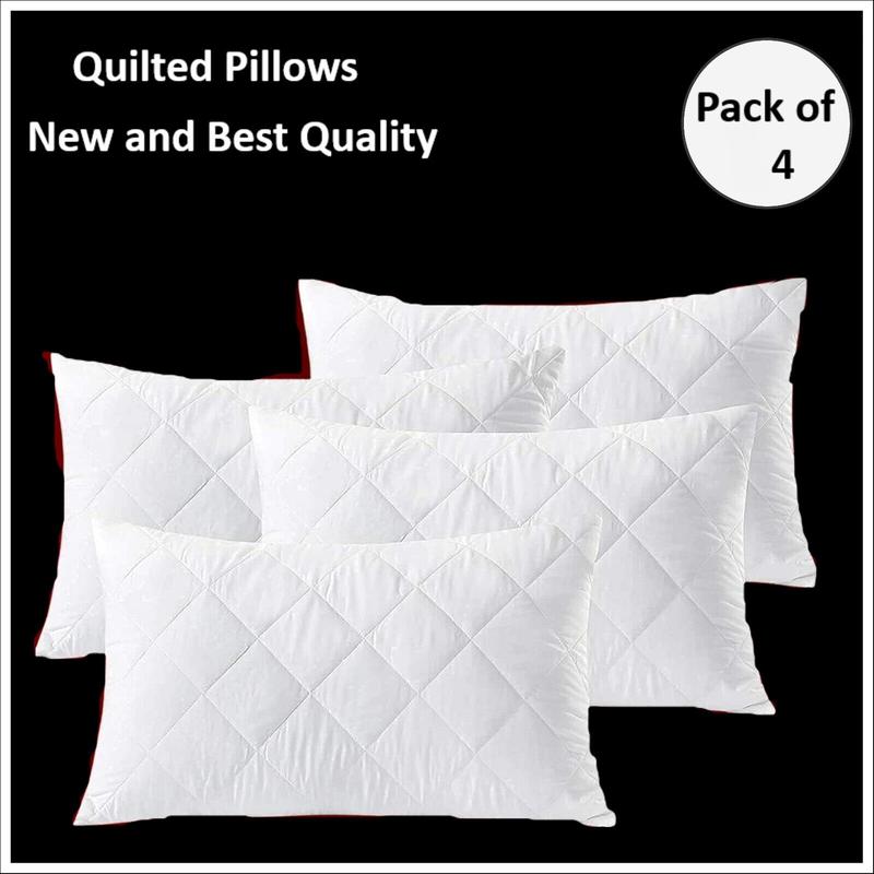 Hotel Quality for back, Stomach and side sleepers anti-allergy pillow with Quilted design and soft hollow-fiber hotel pillows PACK OF 4 0