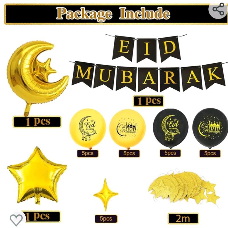 Eid Mubarak Decorations Ramadan -Tableware - Decorations - Banners - Balloons Ornaments 1