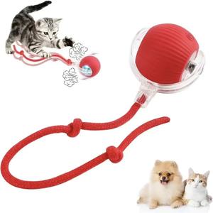 [UK Seller 48hr Delivery] Electric Cat Ball Toy Interactive with Rope Cat Teaser, Automatic Rolling Ball, Pet Chasing Toy Pet Supplies, Dog & Cat Accessories, Christmas Gift, Kitten Puppy Toy Chase Fun