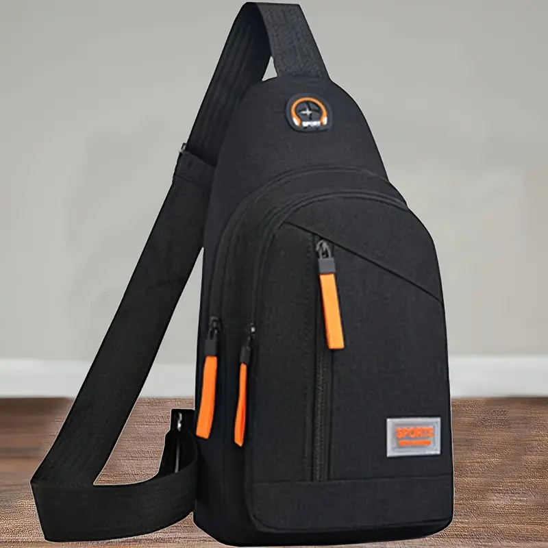 Relaxed Style Men's Casual Shoulder Bag - Lightweight and Versatile for Outdoor Travel - Zipper Direction Random - Water-Resistant Material - Adjustable Strap - No Print Design 1