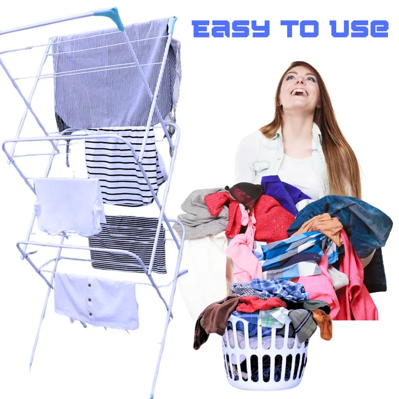 Foldable 3 Tier Clothes Dryer Airer with Metal Lock for Laundry Drying rack Star Steel 6