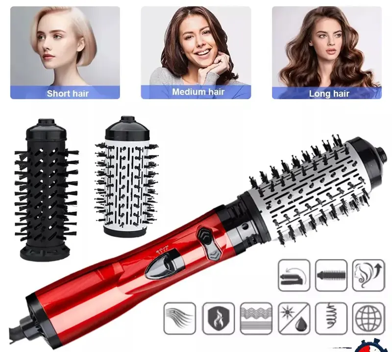 3 in1 Hot Air Styler and Rotating Hair Dryer Hair Straightener Curler Brush Comb Adjustable Daily Comfort 2