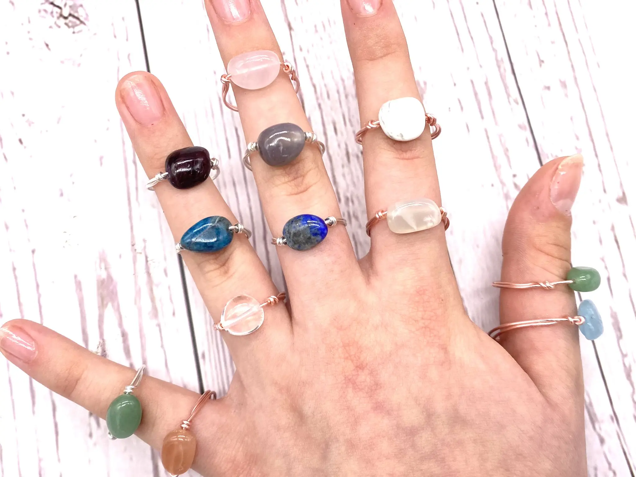Crystal Handmade Ring,  Handmade Positive Crystal Ring - Natural Gemstone Wire Wrapped Jewellery - Small Gifts For Friends and Teenagers