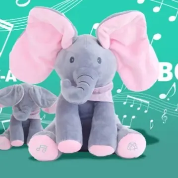 Peek-a-boo ,Singing Elephant Plush Toy with Moving Ears for Baby Gift - Cute Stuffed Animal 5