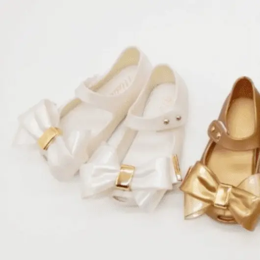 Girls Soft Jelly Bow Shoes White, Camel & Pink Toddler Comfortable 3