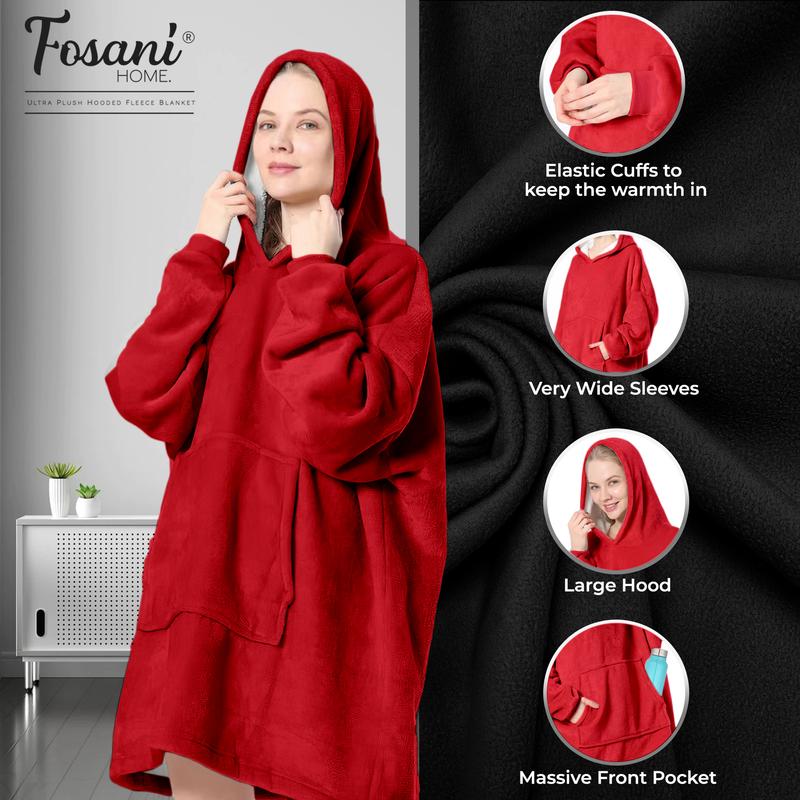FOSANI Oversized Hooded Fleece Sherpa Blanket For Men, Women, Teenagers and Kids alike - One Size Fits All 2