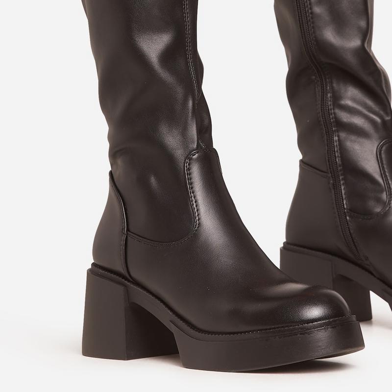 Caesar Chunky Block Heel Knee High Long Boot 1