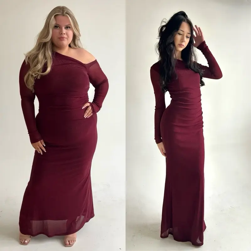 THE SPARKLE - Mesh Sparkle Asymmetrical Maxi Dress