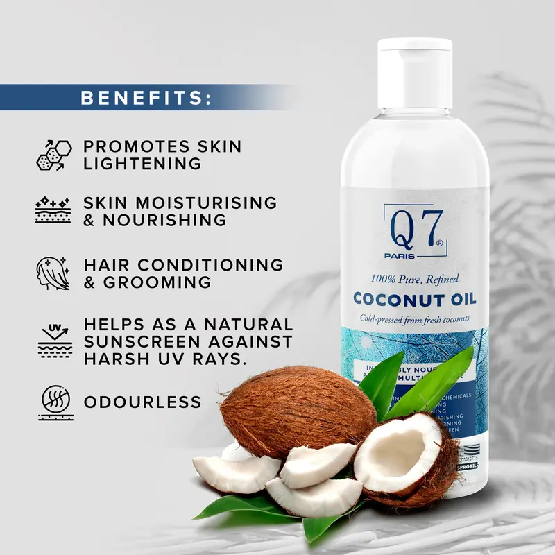Q7Paris Refined Coconut Oil – Bottled – 250ml Comfort Body Care 2