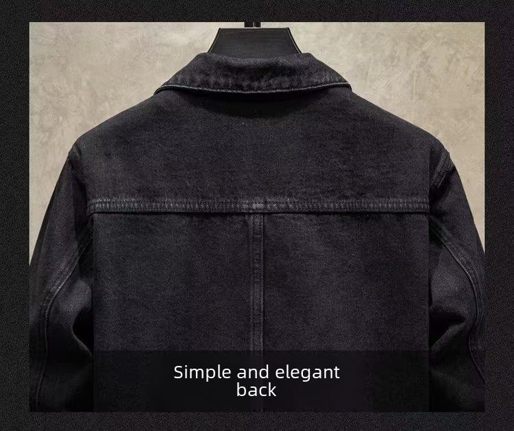 Product Introduction of Men's Loose-fit Trendy Denim Jacket Autumn 2024 New Style Workwear Jacket Regular Length 35