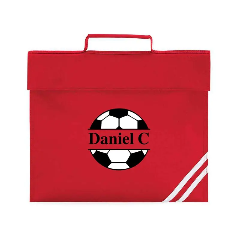 Personalised School Book Bag for Children Homework Bags for Kids for School Red Football Boy with Name BookBag 1