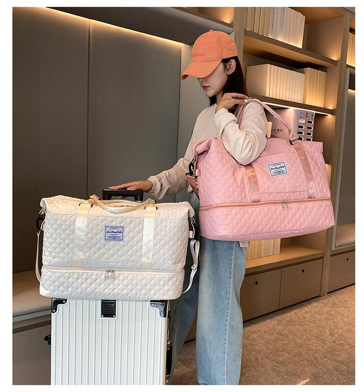 UK Seller New Large Adult Women Quilted Lux Bag Sport Gym Fitness Bag Holdall Bag Weekend Travel Bag Luggage Storage Bag Tote Bag Fitness Bag Handbag Gym bag 2