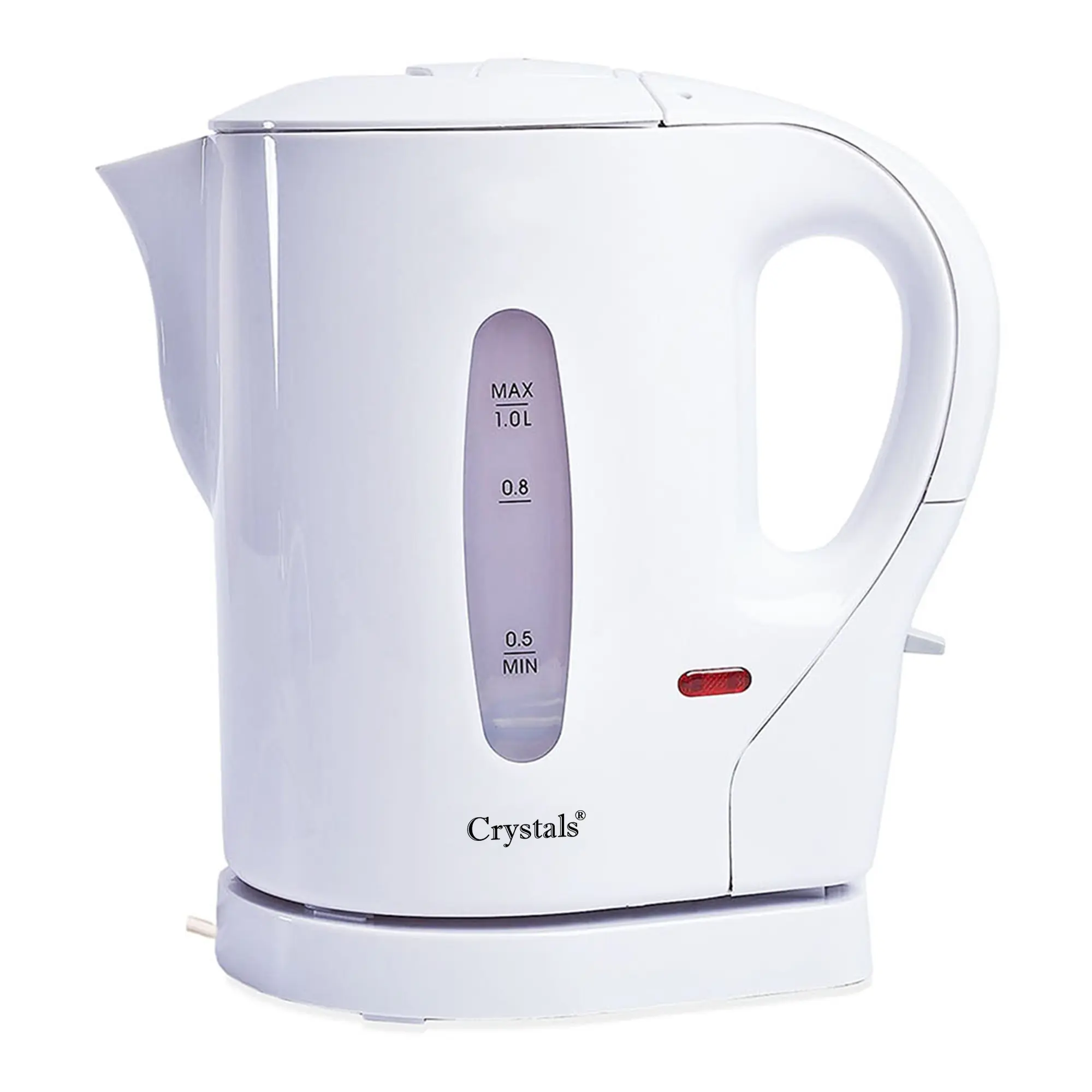 Crystals 1L Cordless Electric Travel Kettle - Low Wattage Portable Mini Kettle White 830W