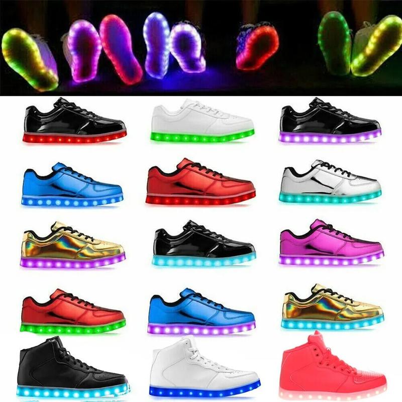 Womens Girls LED Light Up Party Christmas Disco Rechargeable USB Trainers Shoes Casual Training Runner Sneaker 1