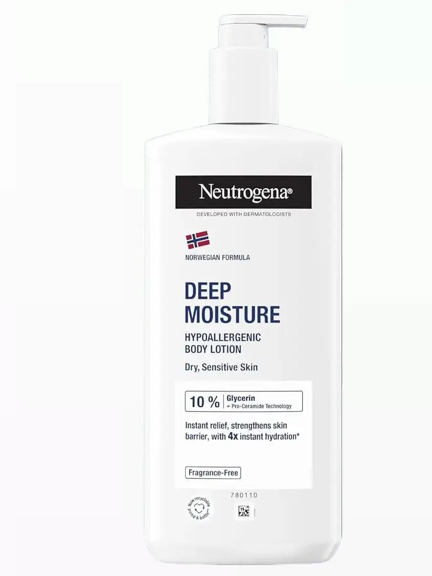 Neutrogena Norwegian Formula Deep Moisture Hypoallergenic Body Lotion (1x 400ml), Fragrance-Free Hypoallergenic Body Moisturiser for Sensitive and Dry Skin, Provides 48-Hour Moisturisation Body Care Moisturizers Hydrating Moisturizing