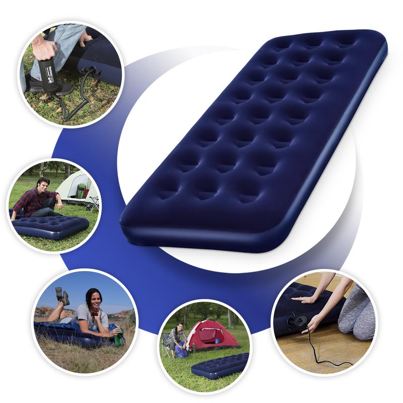 Premium Quality Flocked Single Airbed by Crystals for Indoor and Outdoor Use 2
