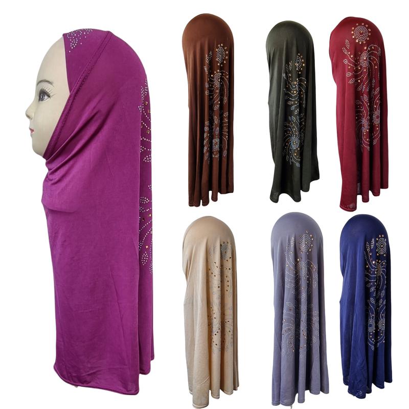 New Girls Adult One Piece Beautiful Muslim Islam Hijab Flower Diamonte Lace 0