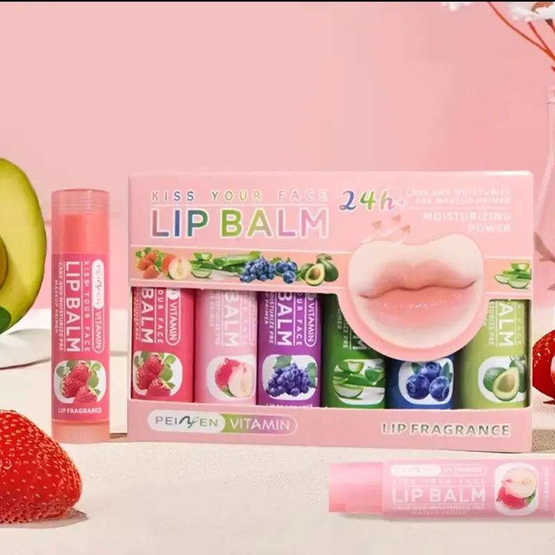Moisturizing Fruit Flavored Lip Balm Set with Vitamin E for Long-Lasting Hydration and Soothing Lip Care, Assorted Fragrances - Gift Box Included Skincare Comfort Moisturize 2