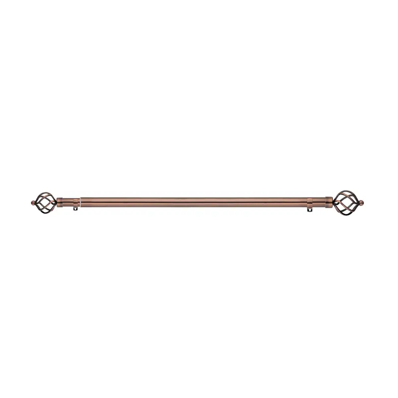 28mm Antique Copper Cage Finial Extendable Metal Curtain Pole 2