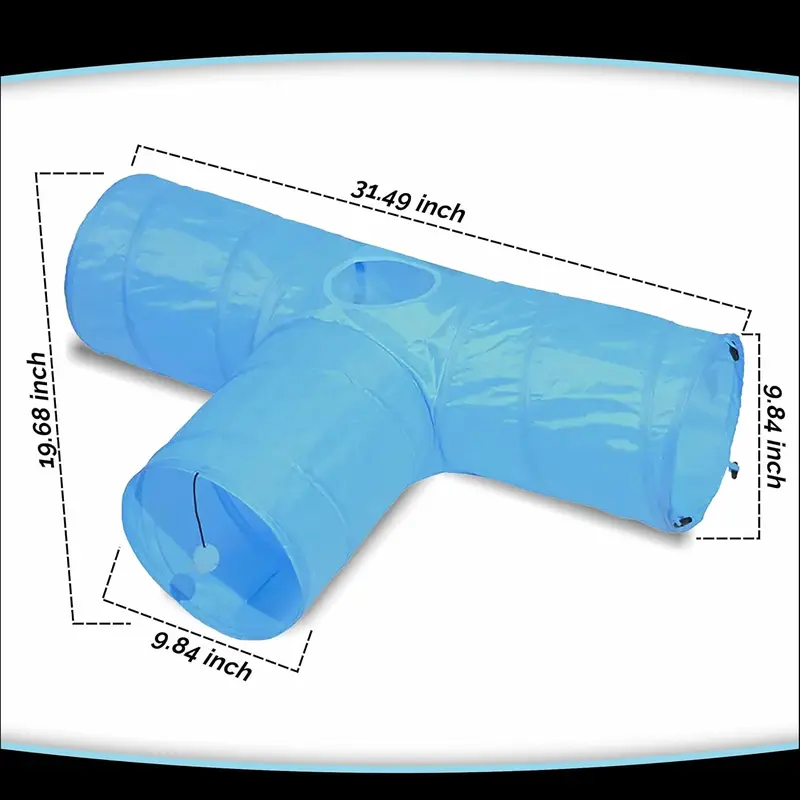 3-Way Collapsible Cat Tunnel Toy, Interactive Cat Tunnel for Indoor Cats, Kittens, Puppies, Small Pets (Blue) 5