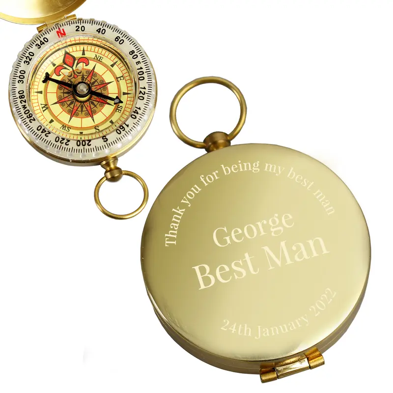 Personalised Wedding Compass - Customizable Brushed Metal Effect 4