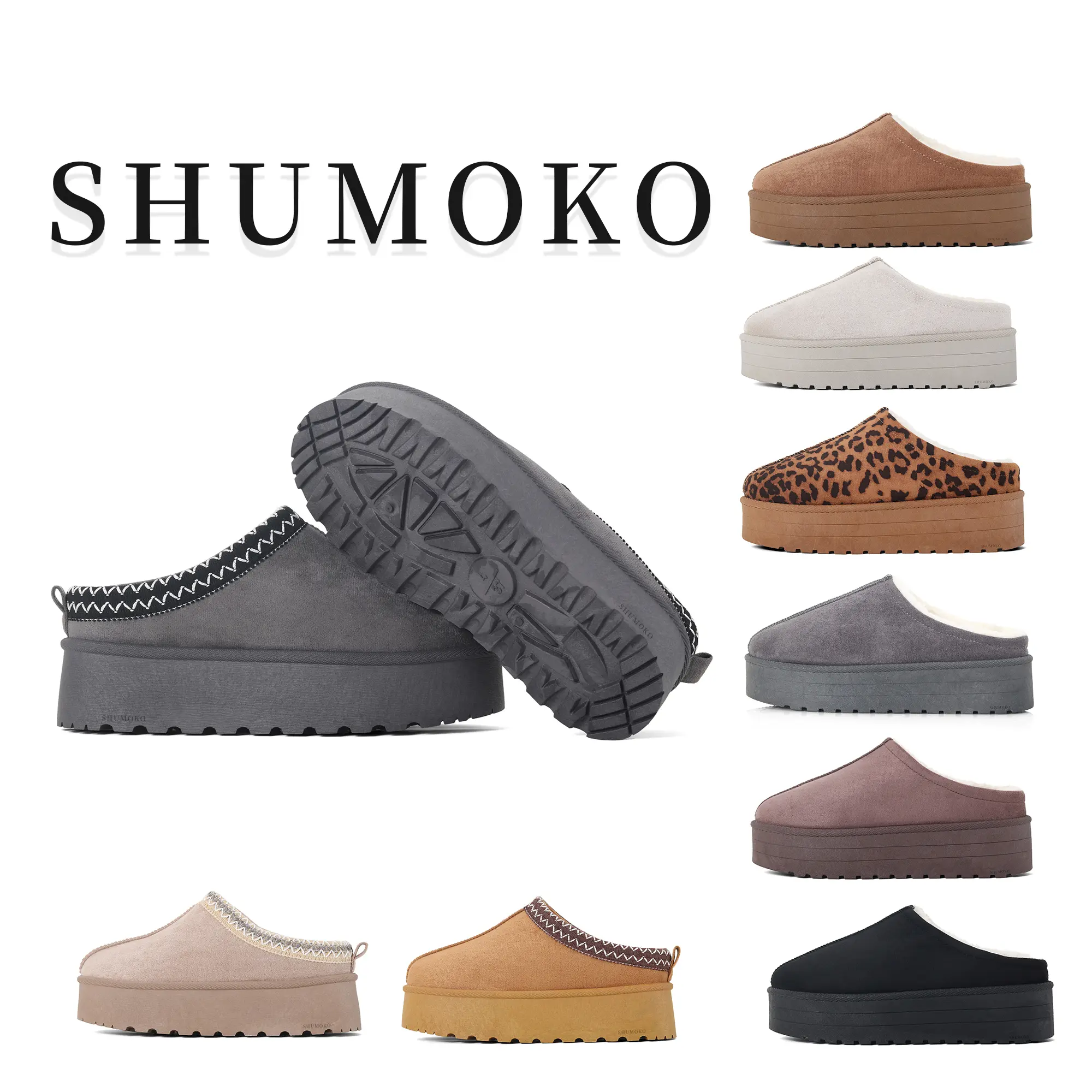 SHUMOKO Women's Suede Winter Slippers Women's Comfortable Casual Slippers Women's Home Warm Slippers Women's Indoor Non-Slip Slipper Boots