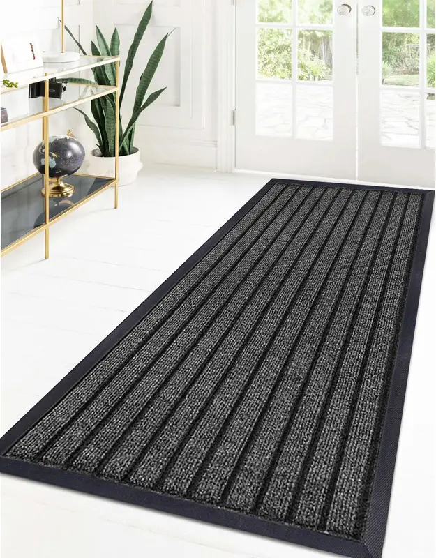 Large Heavy Duty Rubber Barrier Non Slip Door Mat Hall Kitchen Floor Runner Rubber Mats Hallway Bedroom Non-slip Anti-skid Indoor Black 4