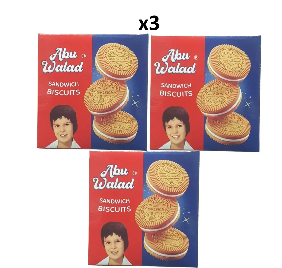 Delicious Abu Walad Sandwich Biscuits (90gx3) - Perfect Snack for Anytime Cravings