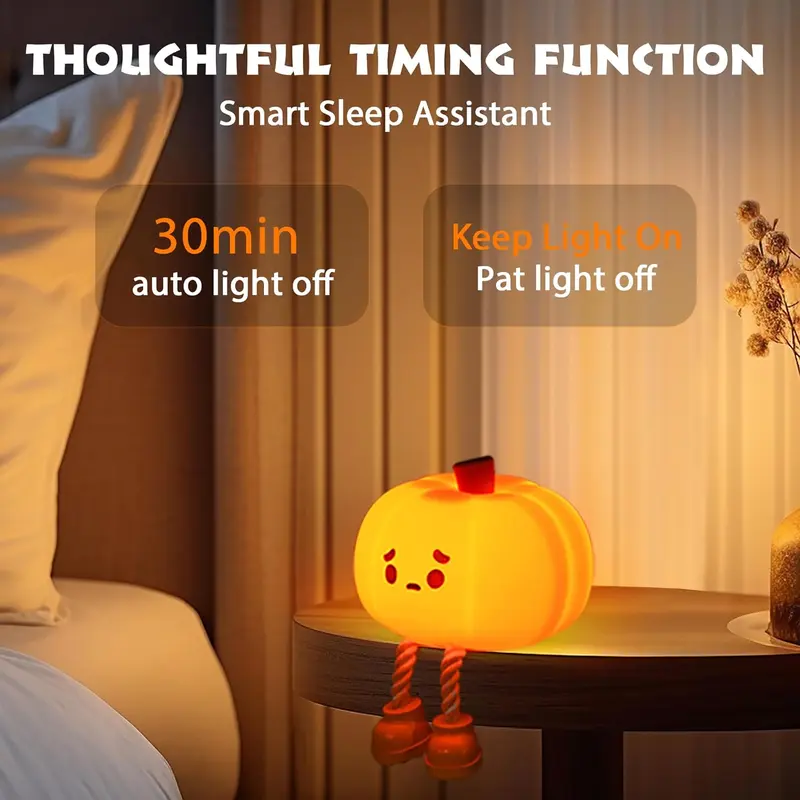 LED Silicone Dimmable Nursery Lamp - Cute Pumpkin Night Light 2