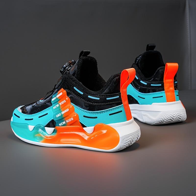 Youngsters' Vibrant Athletic Sneakers - Breathable & Non-Slip, Mid-Top with Hook-and-loop Fastener Strap, Colorful Cloud Pattern & Letter Design, Durable EVA Sole, Perfect for All Seasons, Girls Shoes 1
