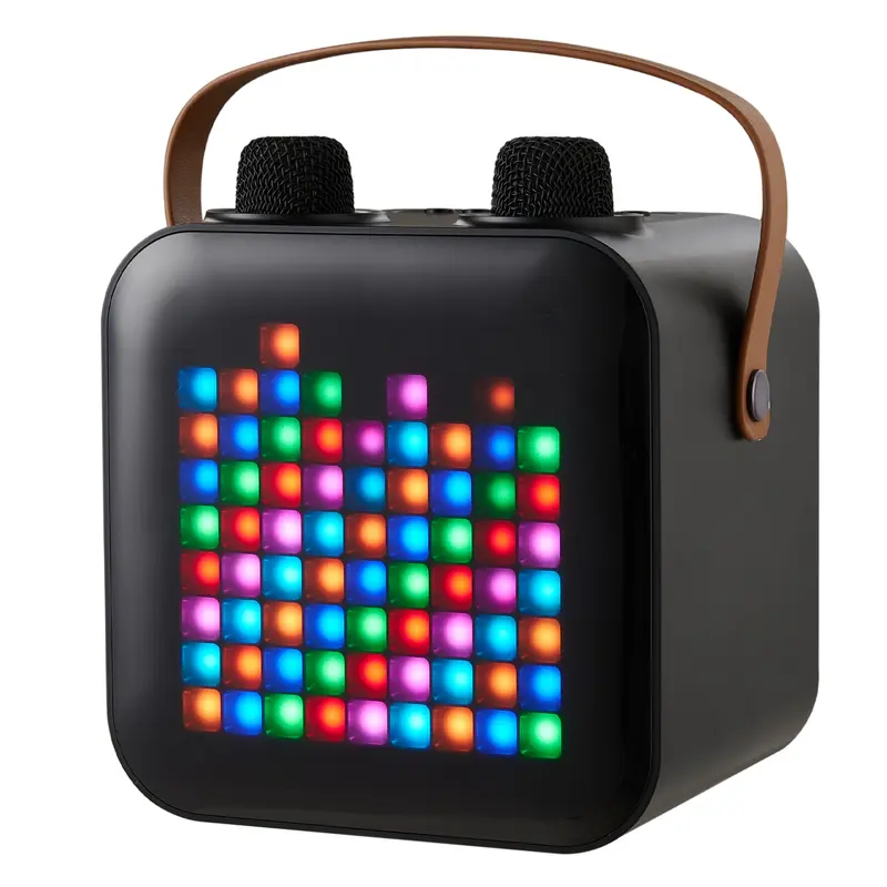 Lifeideas Portable Wireless bluetooth 5.0 RGB Light Karaoke Speaker With 2 Microphones Audio Smartphone 5