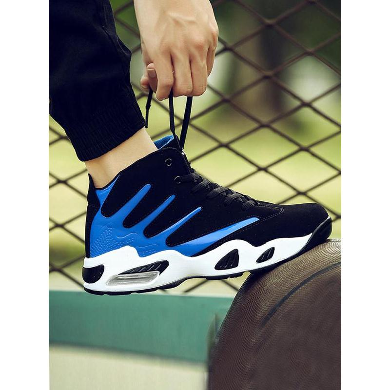 Men's 2024 New Arrival Summer Colorblock Lace Up Front Basketball Shoes, Casual Comfortable High Top Sneakers for Outdoor Sports, Running Shoes for All Seasons Bounciest Basketball Shoes,  High Top Tracks 8